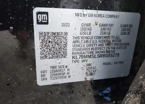 2024 Chevrolet Trailblazer Fwd Ls from USA, damaged, VIN KL79MMSL5RB085278